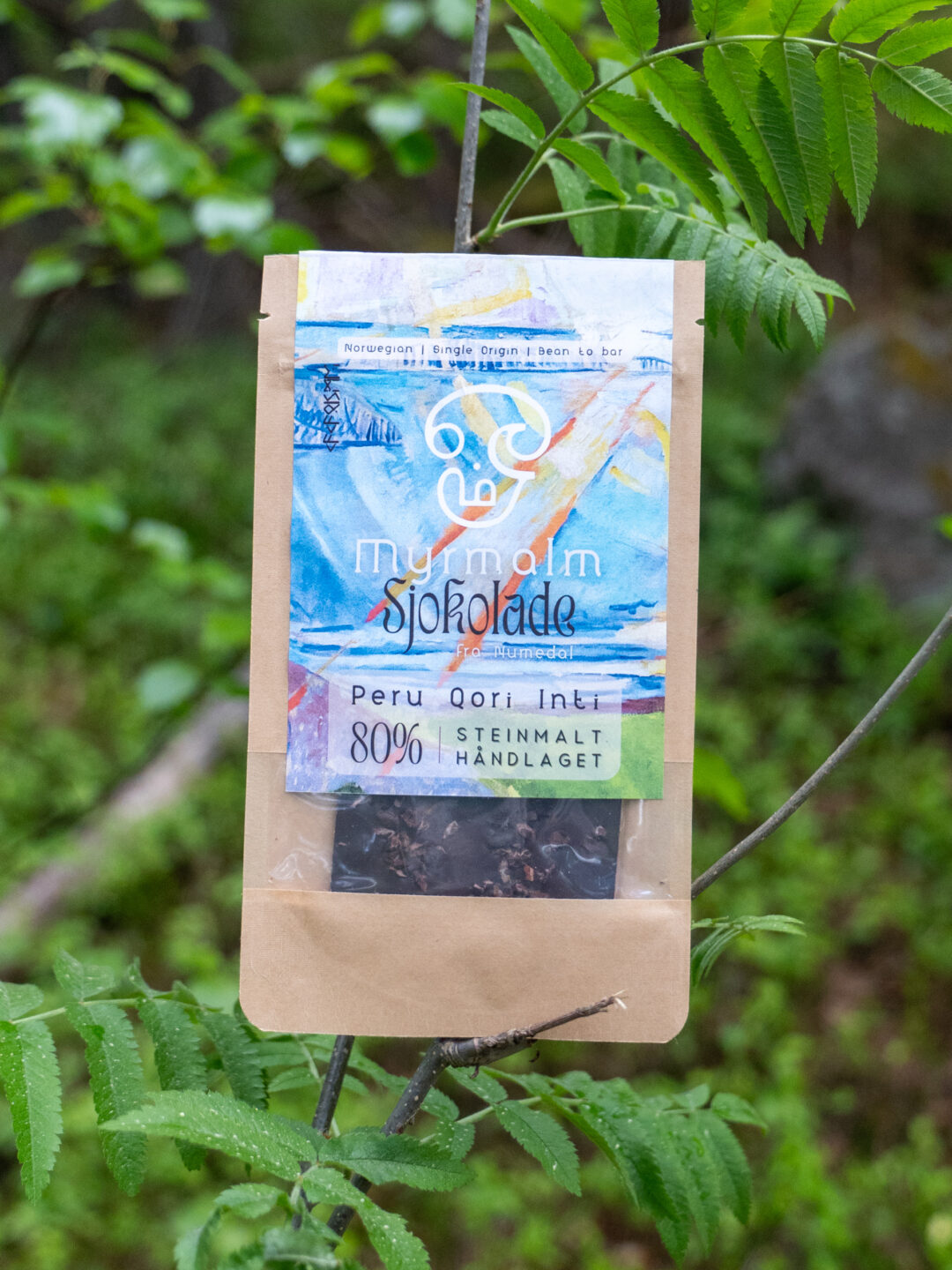 Myrmalm sjokolade. Forfra.